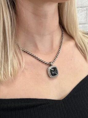 David Yurman Onyx Pendant Necklace Large
